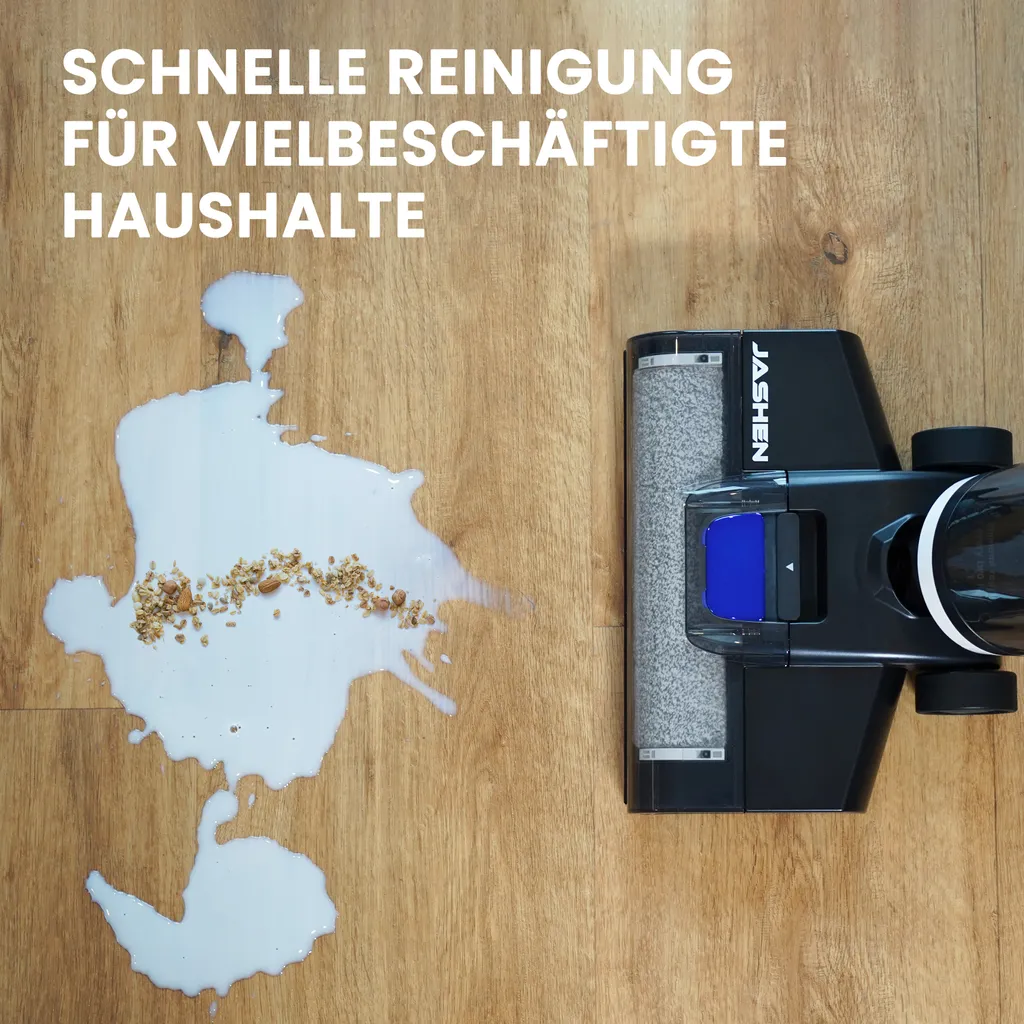 JASHEN F12 Nass Trockensauger Für Hartböden, Bis 35 Min Akku-Laufzeit, Selbstreinigungsfunktion, 800ml Frischwassertank, Kabelloser Bodenwischer, Standfunktion, LED-Display, Akku Saugwischer, Wischer – Bild 2