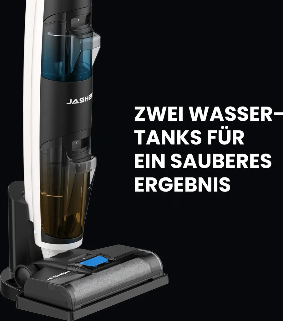 JASHEN F12 Nass Trockensauger Für Hartböden, Bis 35 Min Akku-Laufzeit, Selbstreinigungsfunktion, 800ml Frischwassertank, Kabelloser Bodenwischer, Standfunktion, LED-Display, Akku Saugwischer, Wischer – Bild 4