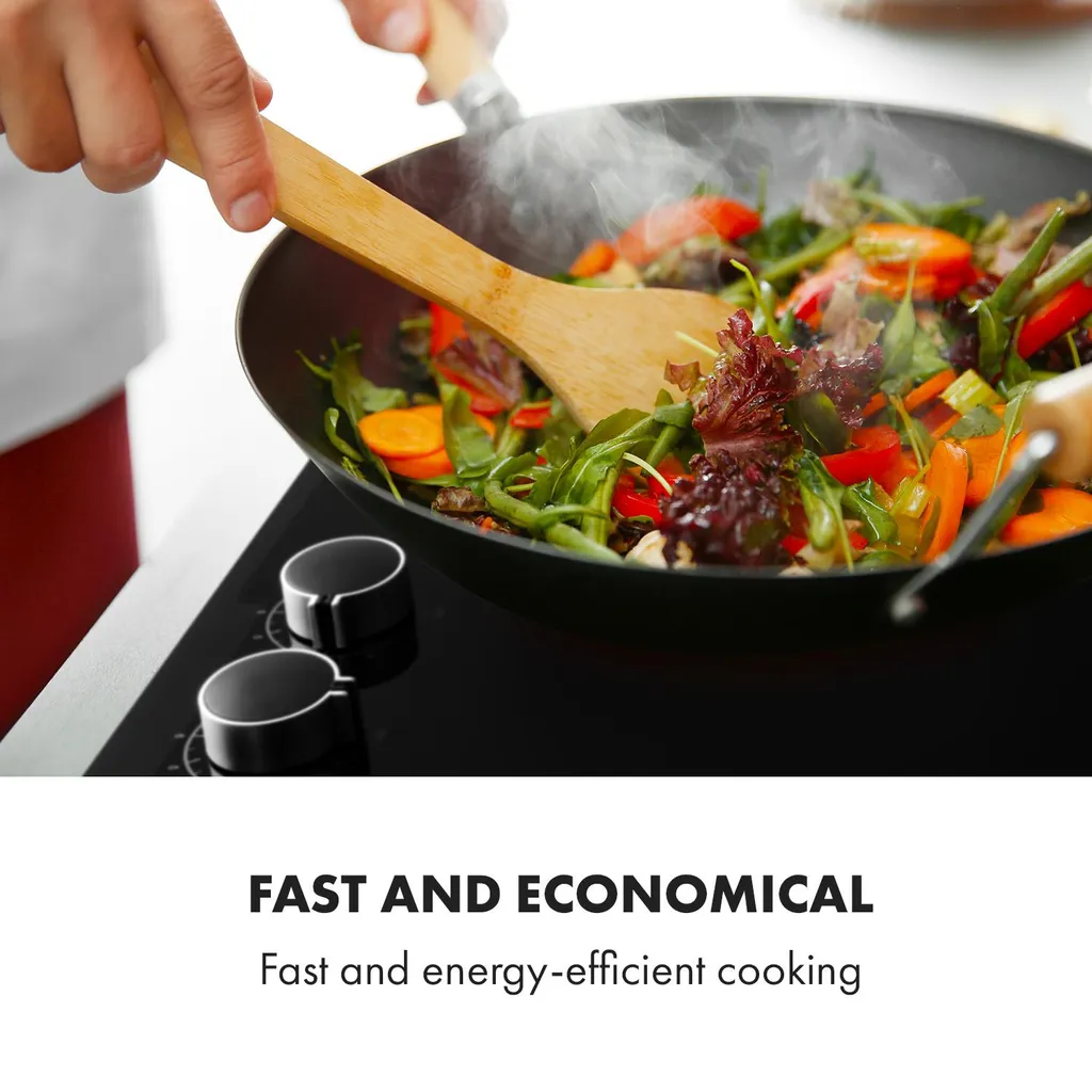 Klarstein Kochheld 4 Zonen Induktionskochfeld , Einbau-Kochfeld , 60cm , 6000 Watt , Autark , 4 Dreh-Regler , Rahmenlos , 120 Cm Kabellänge , 5-poliger-Anschluss , 9 Stufen , Abschalt-Automatik , Glas , Schwarz – Bild 6