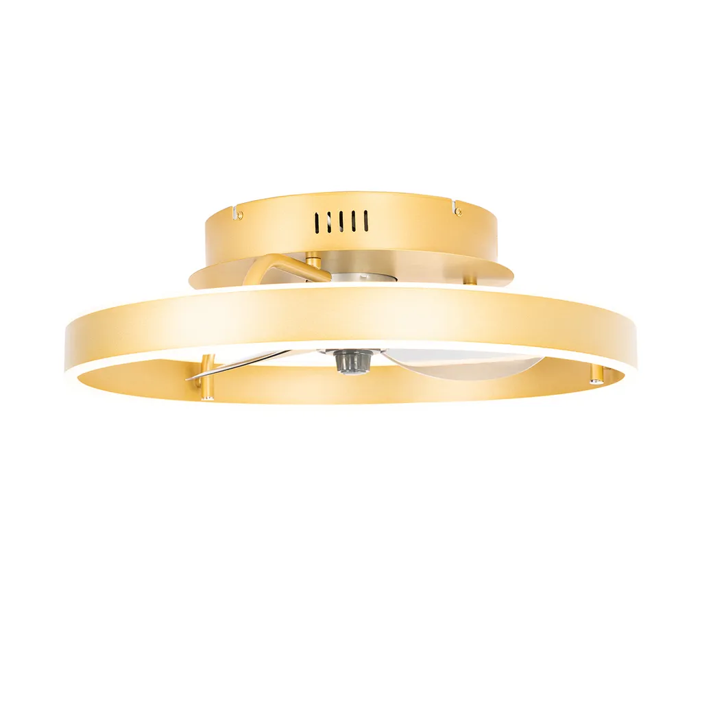 QAZQA - Modern Deckenventilator Mit Beleuchtung Messing Inkl. LED Mit Fernbedienung - Maddy Dimmer I Dimmbar I Wohnzimmer I Schlafzimmer - Stahl Rund - I (nicht Austauschbare) LED – Bild 7