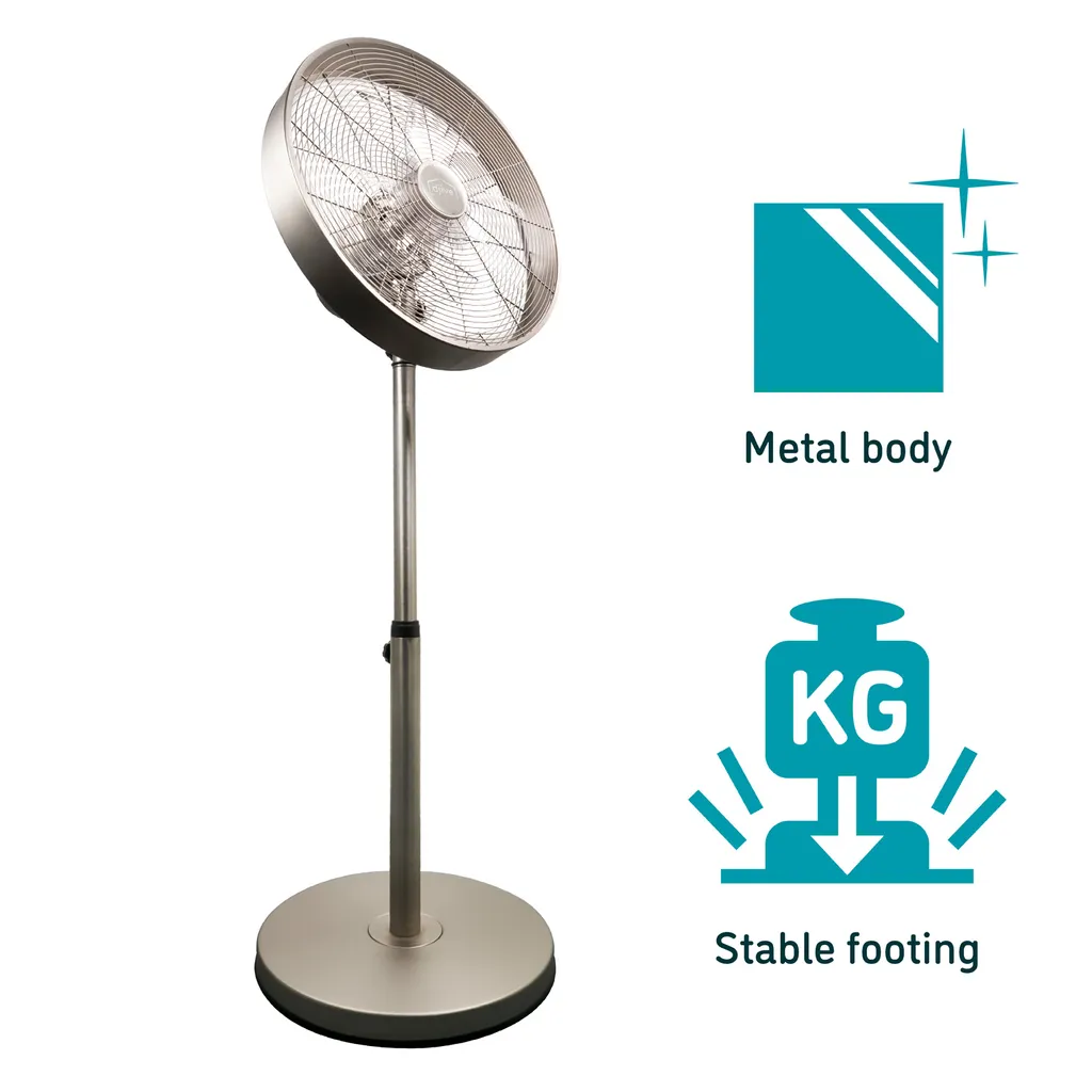 Djive Flowmate Classic 120 Cm Standventilator Mit App & Alexa Sprachsteuerung, Retro Design Bodenventilator, Smart Home Ventilator Mit Fernbedienung, Timer, 80° Oszillation, 50W, Silber – Bild 4