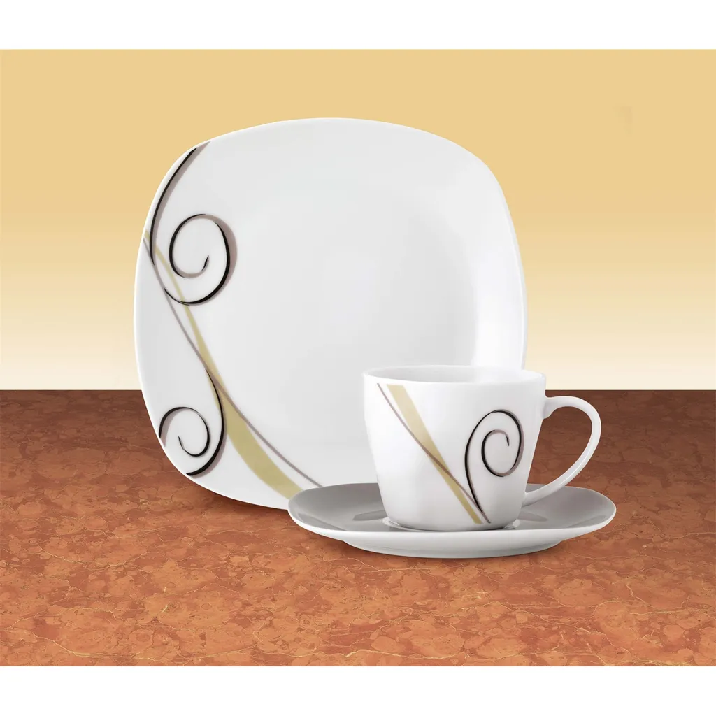 Van Well 18tlg. Kaffeeservice Porzellan Weiß 18 Tlg. – Bild 2