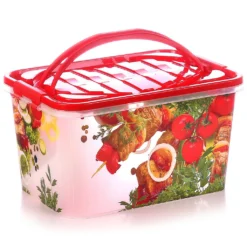 Picknickkorb Aufbewahrungsbox Kunststoff Box Kiste Tragekorb Grill Schaschlik Bunt XXL
