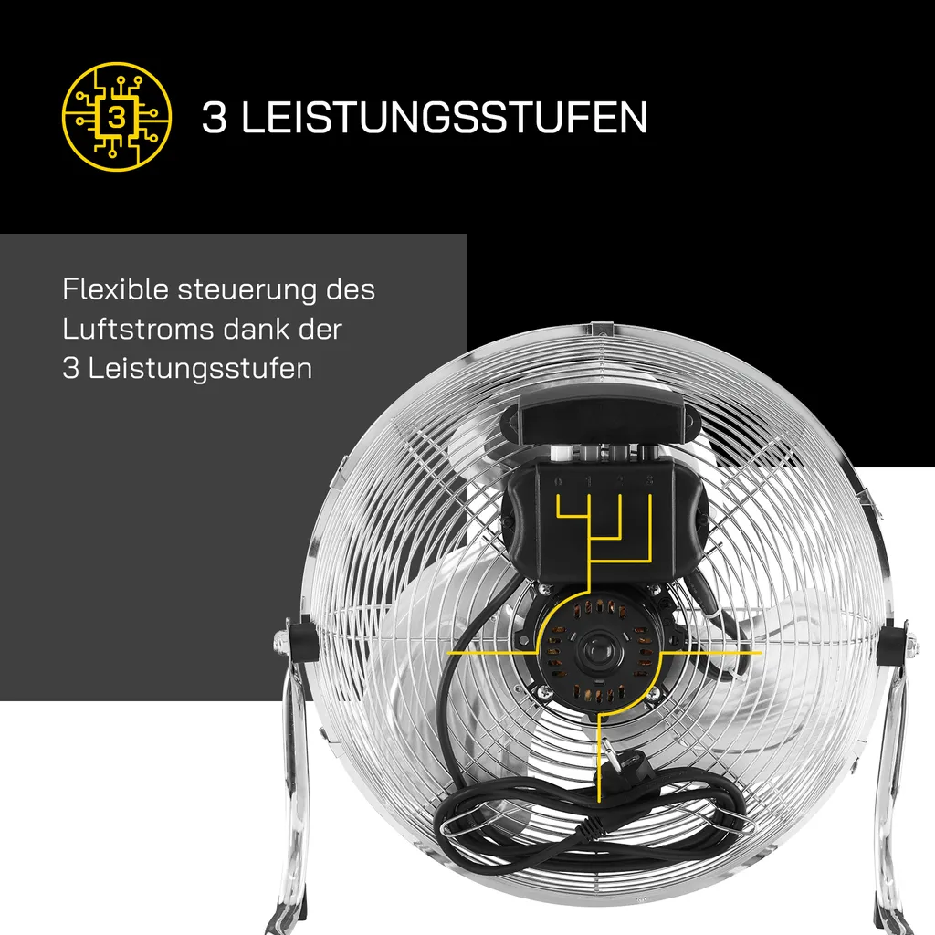 GUTFELS Bodenventilator VB 37058 Ch | Ventilator | Metall | 70 W Leistung | Silber – Bild 4