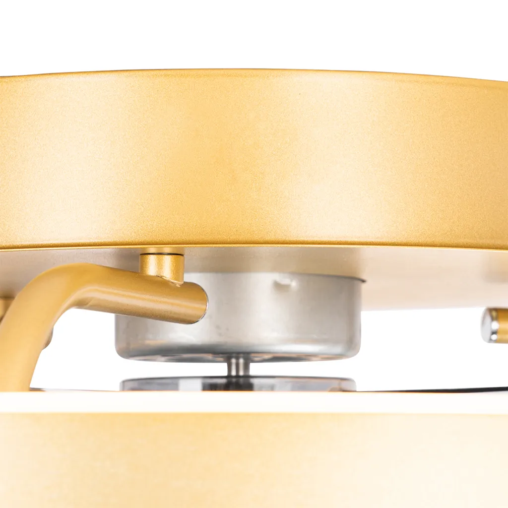 QAZQA - Modern Deckenventilator Mit Beleuchtung Messing Inkl. LED Mit Fernbedienung - Maddy Dimmer I Dimmbar I Wohnzimmer I Schlafzimmer - Stahl Rund - I (nicht Austauschbare) LED – Bild 6