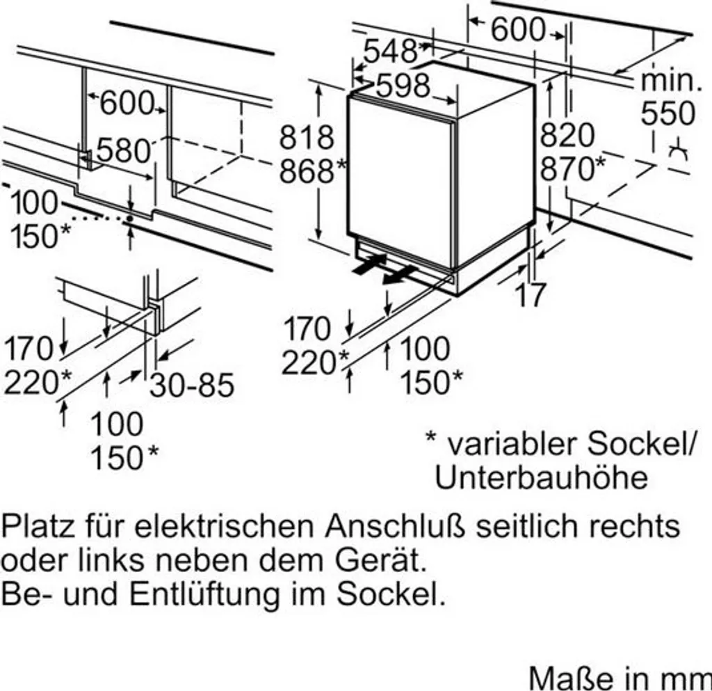 BOSCH Unterbau-Kühlautomat KUL15AFF0 Integrierbar, Flachscharnier – Bild 6