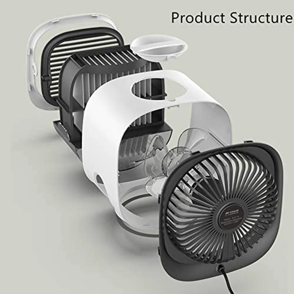 Mini Luftkühler, Tragber Mobile Klimageräte, 3 In 1 Mini Air Cooler, USB Ventilator, 3 Kühlstufen Mit LED Nachtlicht Für Zu Hause, Büro, Auto, Hotel, Garage, Camping – Bild 6