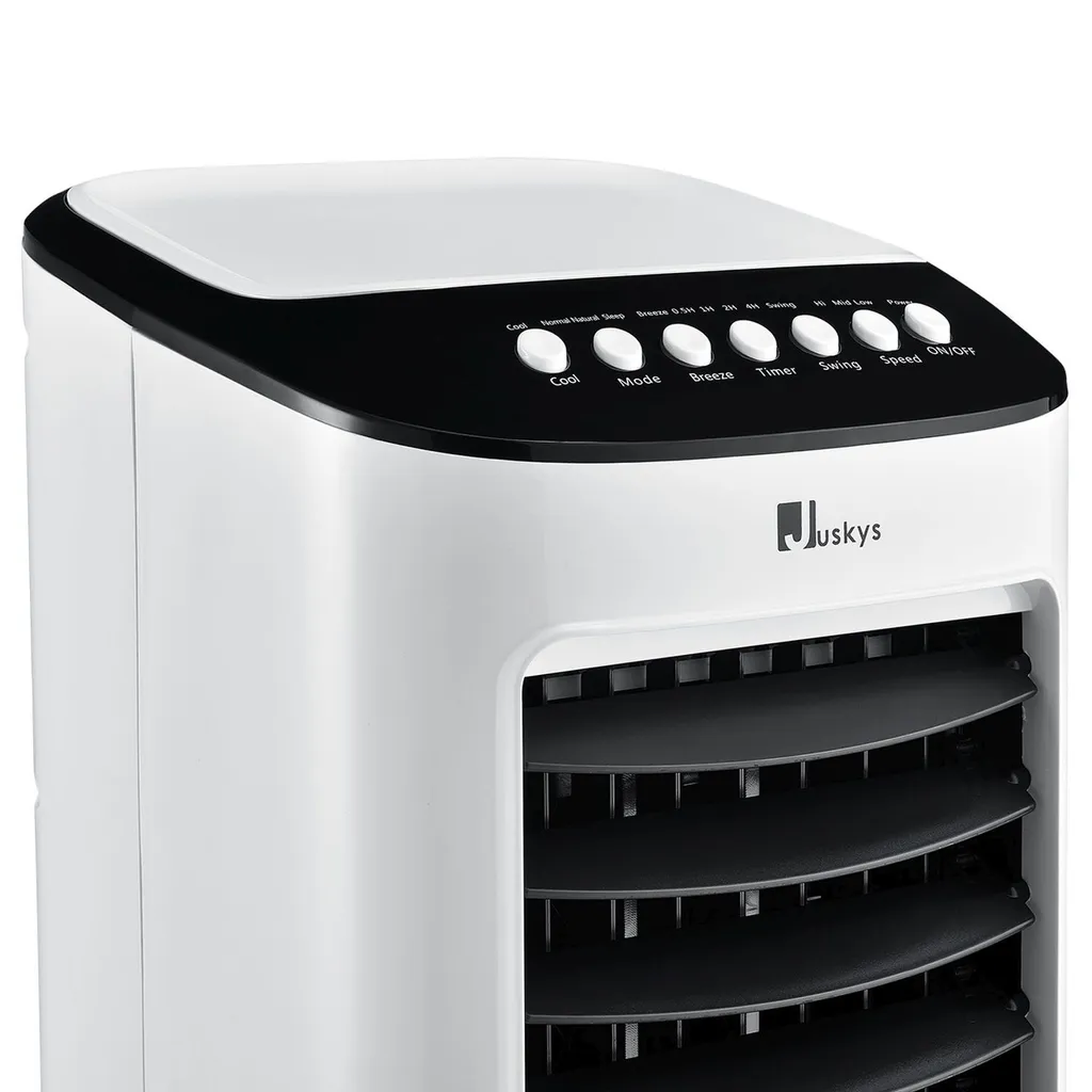 Juskys Mobile Klimaanlage Mit Fernbedienung, Schwingfunktion & Timer – Klimagerät 65 Watt 76 Cm – Luftkühler 3 Geschwindigkeiten – Weiß – Bild 10