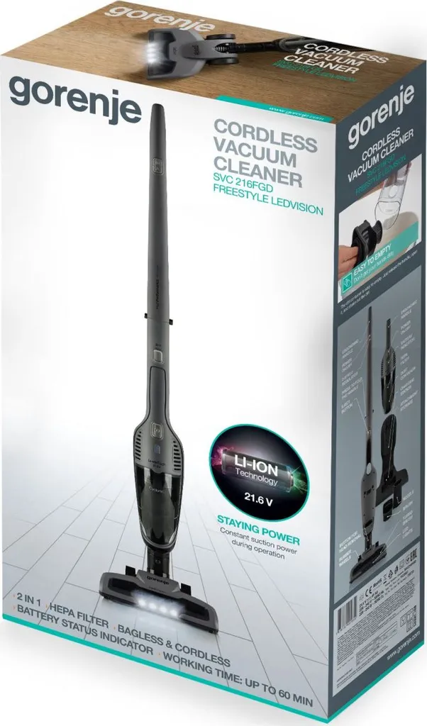 Gorenje SVC216FGD, Trocken, HEPA, 78 DB, Schwarz, Akku, 60 Min – Bild 4