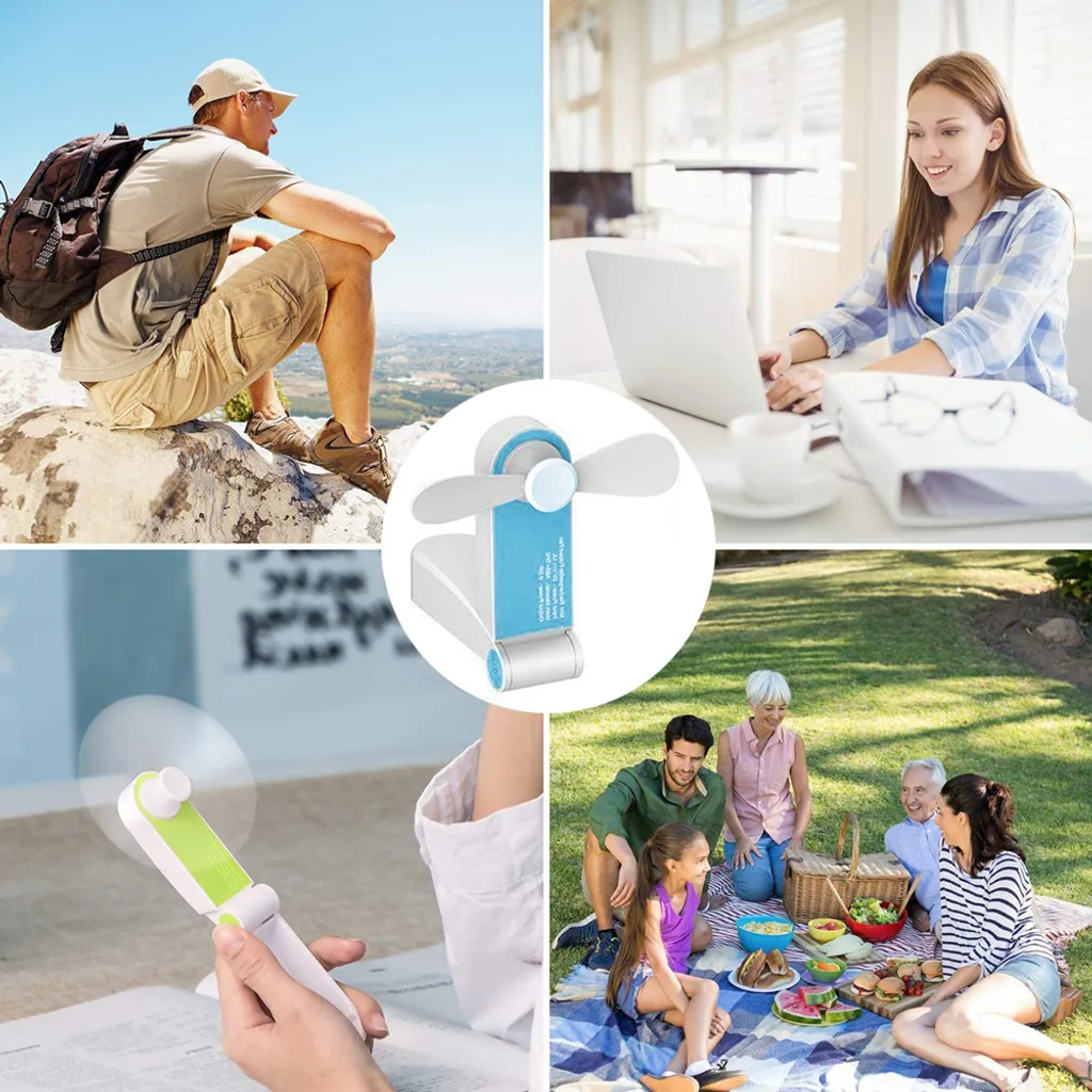 Tragbarer Mini Lüfter Klein Faltbarer Handventilator Wieder Aufladbarer Persönliche Taschenventilator Batterie Betriebener Reise Ventilator USB Schreibtisch-Fan Für Büro, Haus, Outdoor – Bild 8