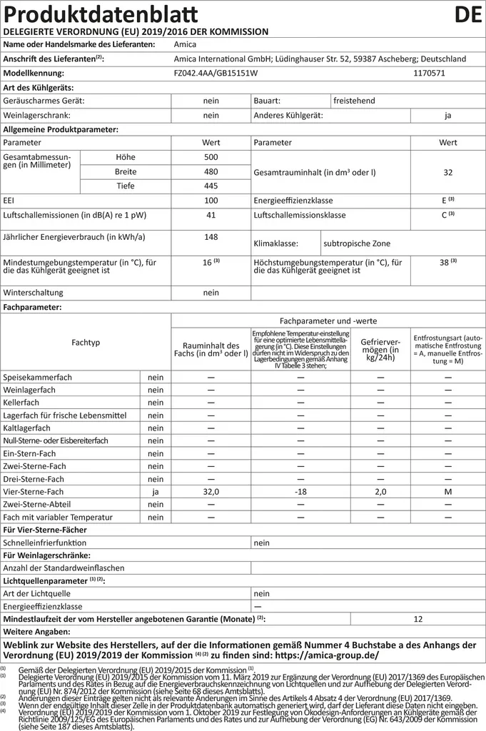 Amica GB 15151 W, Gefrierbox, Weiß, – Bild 4