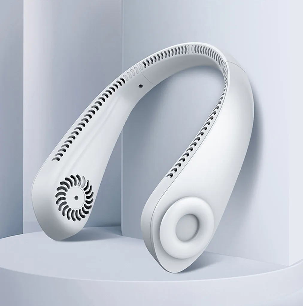Flexibler Halsventilator, Leiser Blattloser Sportventilator, USB Drehbarer Nackenkühler Zum Aufhängen Für Outdoor Sportarten, Weiß – Bild 10
