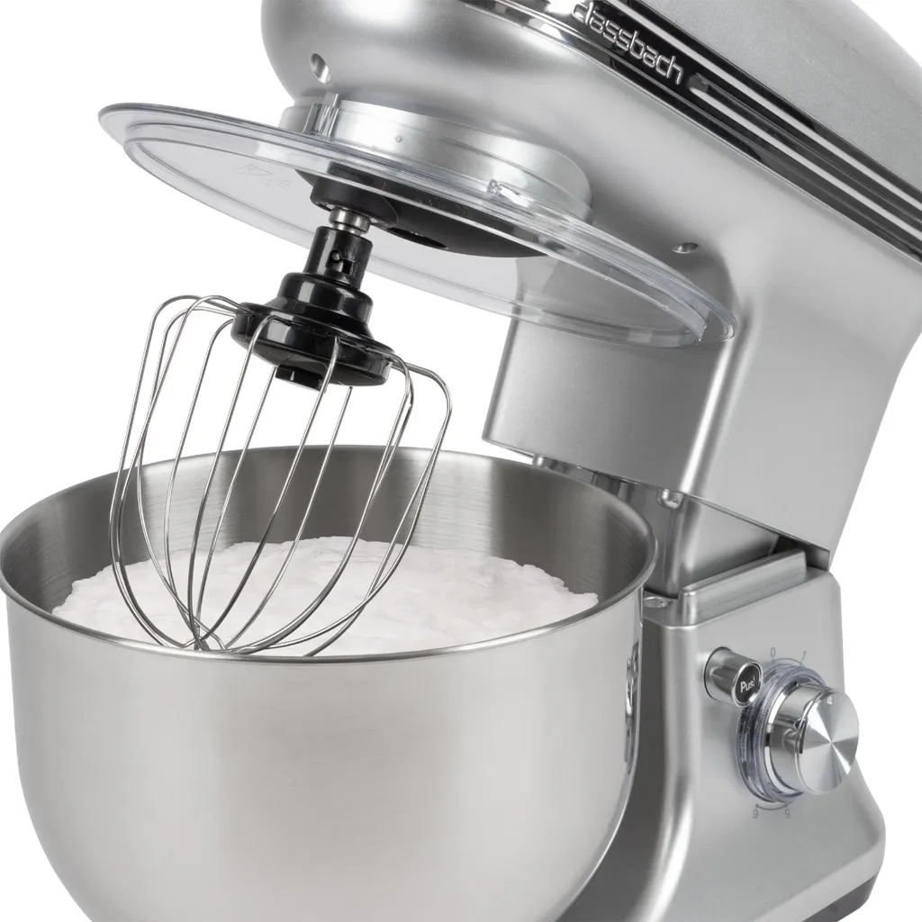 Classbach® Küchenmaschine Knetmaschine Set Mit Küchenwaage Digital, 1200 Watt Motor Mit 6 Geschwindigkeiten, Leise Rührmaschine 5 Liter Schüssel Inkl. 3 Aufsätze Und Spritzschutz, C-KM 4004 W – Bild 2