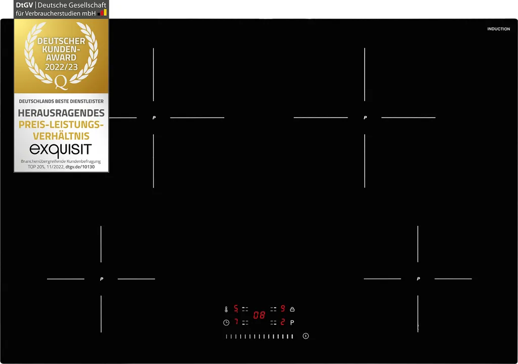 Exquisit Induktionskochfeld EKI 802-19 S | Timer | Restwärmeanzeige | Schwarz