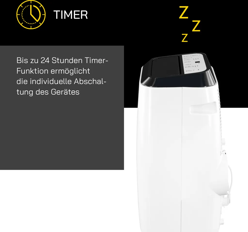 GUTFELS Klimagerät CM 61249 We | Mobiles Klimagerät | 12000 BTU / 3,5 KW Kühlleistung | 1050 W Leistung | Weiß – Bild 6