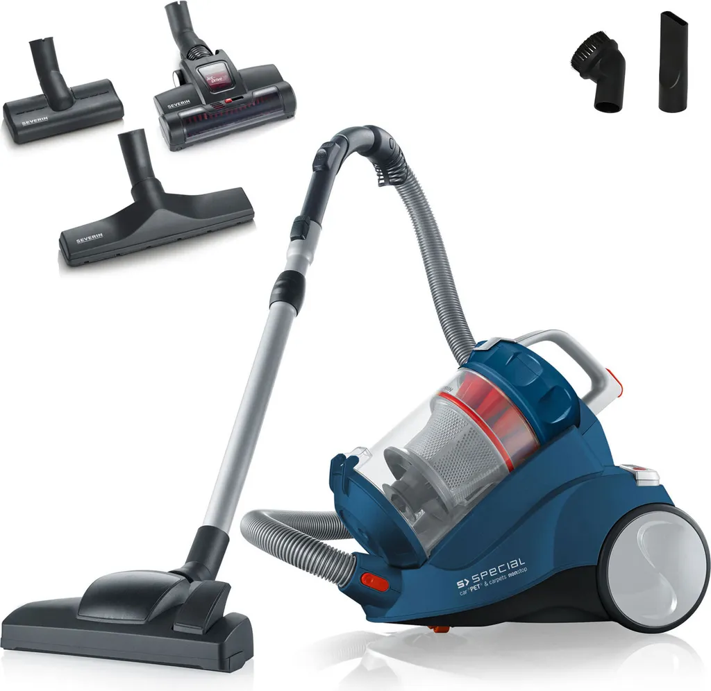 Severin MY 7119 S'SPECIAL CarPET & Carpets Nonstop Mutli-Cyclone Bodenstaubsauger Beutellos, HEPA14 Filter, XXL-Polsterdüse, XL-Parkettdüse, Turbobürste, 750 Watt – Bild 3