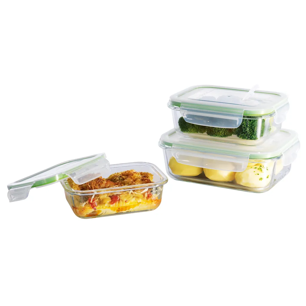Glas Frischhaltedosen 3er Set Klick-It Gefrierdosen Lunchbox Brotdose Mikrowelle – Bild 4