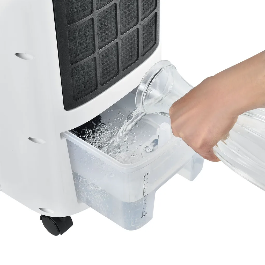 Juskys Mobile Klimaanlage Mit Fernbedienung, Schwingfunktion & Timer – Klimagerät 65 Watt 76 Cm – Luftkühler 3 Geschwindigkeiten – Weiß – Bild 17