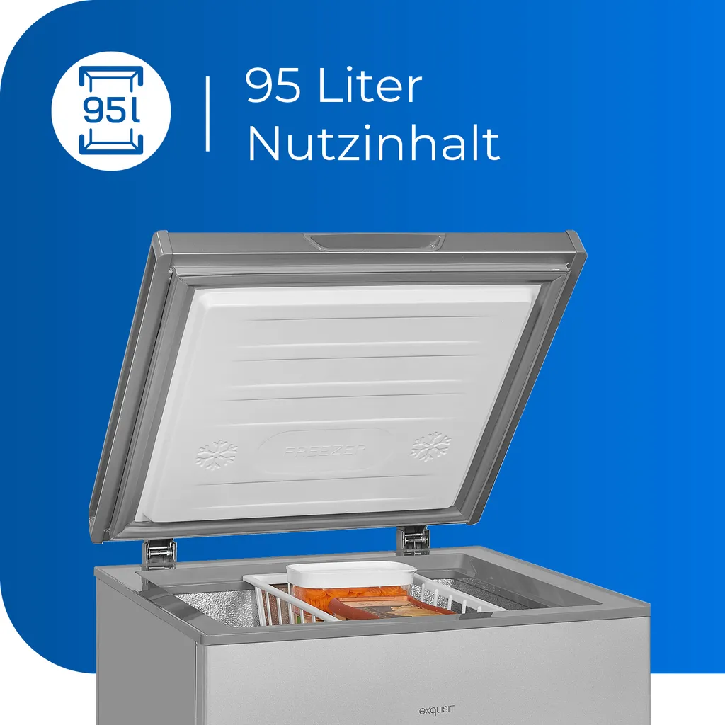 Exquisit Gefriertruhe GT100-330E Silber | 96 L Nutzinhalt | Silber – Bild 3