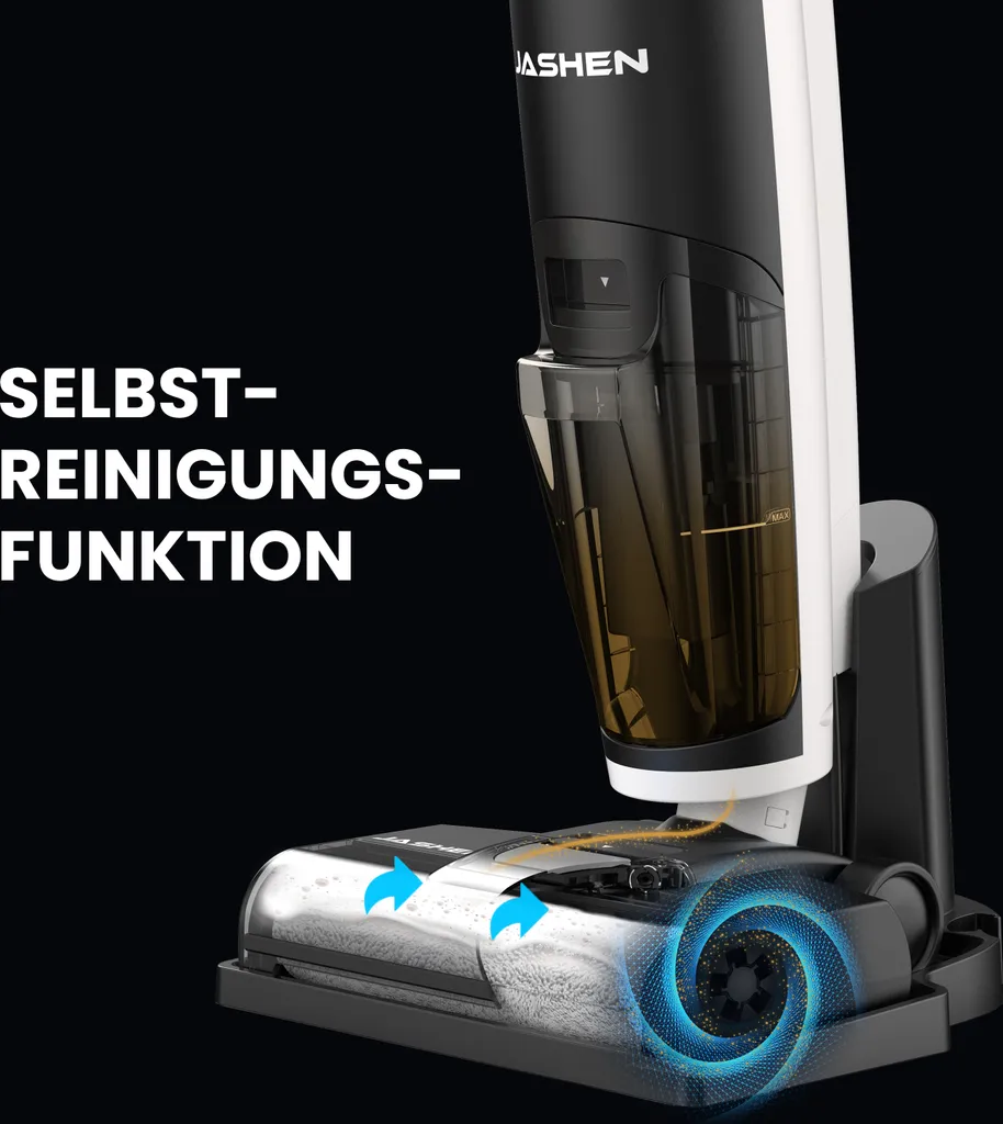 JASHEN F12 Nass Trockensauger Für Hartböden, Bis 35 Min Akku-Laufzeit, Selbstreinigungsfunktion, 800ml Frischwassertank, Kabelloser Bodenwischer, Standfunktion, LED-Display, Akku Saugwischer, Wischer – Bild 6