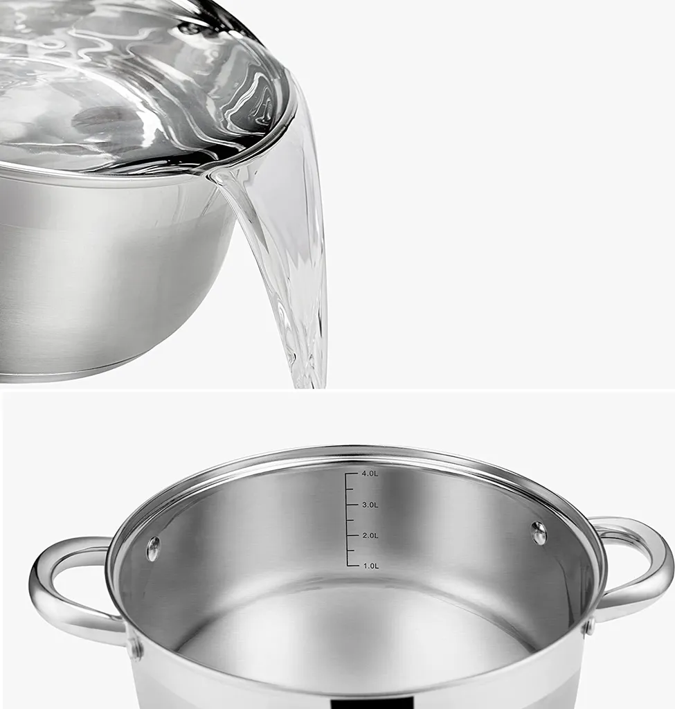 Velaze Töpfe Set, 7-teilig Kochtopf Set Aus Edelstahl, Topf Set Mit Glasdeckeln, PFOA Frei, Klassisches Design, Topfset Induktion Für Alle Herdarten Und Für Verschiedene Kochbedürfnisse – Bild 4