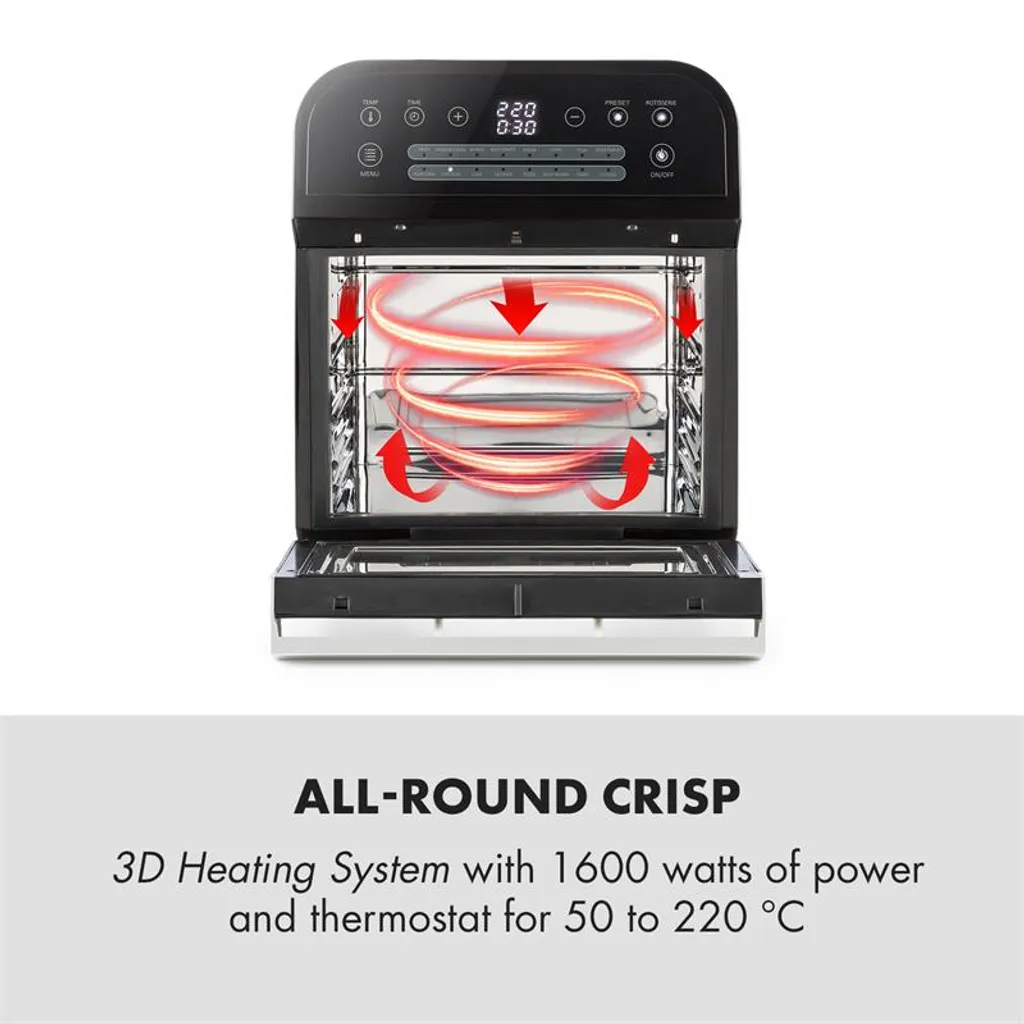 AeroVital Cube Heißluftfritteuse 1600W 12l Timer 16 Programme Schwarz – Bild 3