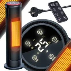 Monzana Keramik Heizlüfter 2000W 4 Betriebsmodi 15-35°C Energiesparend 70° Oszillation Timer Leise Fernbedienung Elektroheizung Heizstrahler, Farbe:schwarz