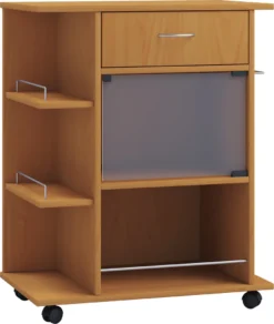 VCM Holz Küchenwagen Servierwagen Rollwagen Ablage Rollbar Rollen Schublade Pocis Buche