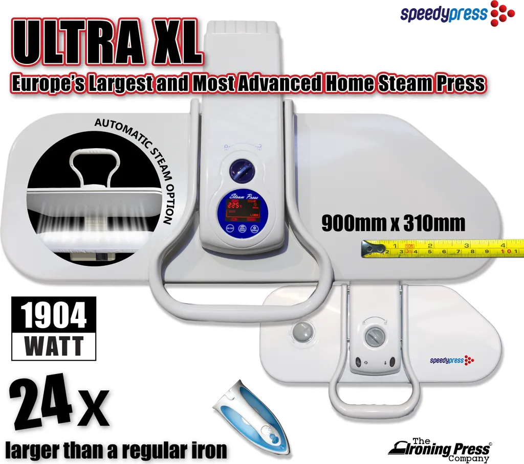 Dampfbügelpresse Ultra XL Von Speedypress - Die Größte & Fortschrittschlichste Heimdampfbügelpresse In Europa (90cm Y 31cm; 2.200watt) Für Superschnelles Bügeln (+ Ersatzabdeckung & Schaumstoff-Unterfilz UVP 45,00 € + Weiteres Zubehör GRATIS) – Bild 10