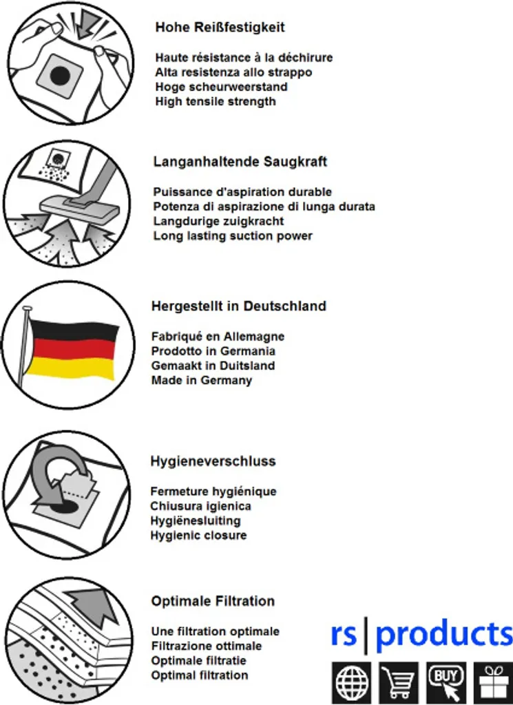 20x Rs-products Stausbaugerbeutel Passend Für BASE BA 1800 I BA1800 Und Menalux 1800 – Bild 2