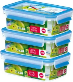 Emsa Clip & Close 3Er Set Frischhaltedosen, 3 X 1,00 L, 508558