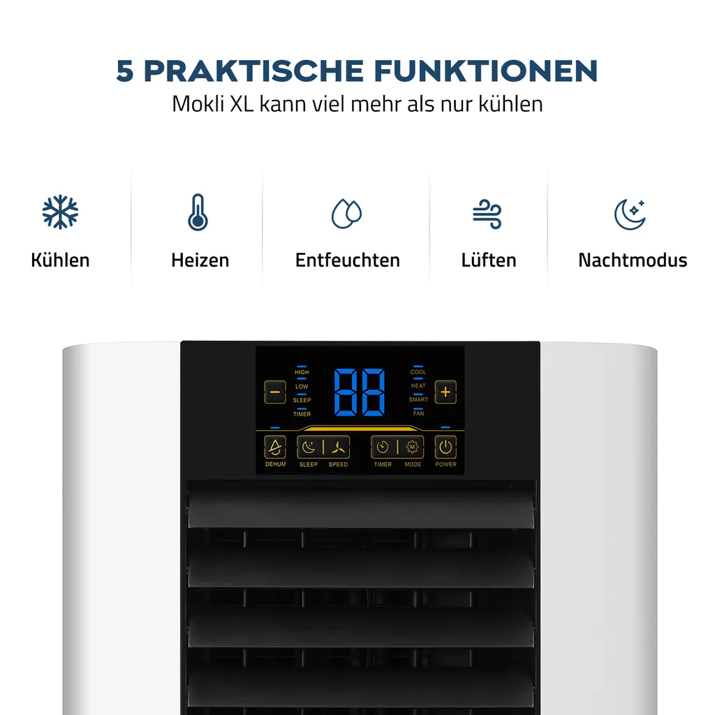 Home Deluxe 4in1 Mobile Klimaanlage Klimagerät Mit Fensterabdichtung + Timer – Bild 2