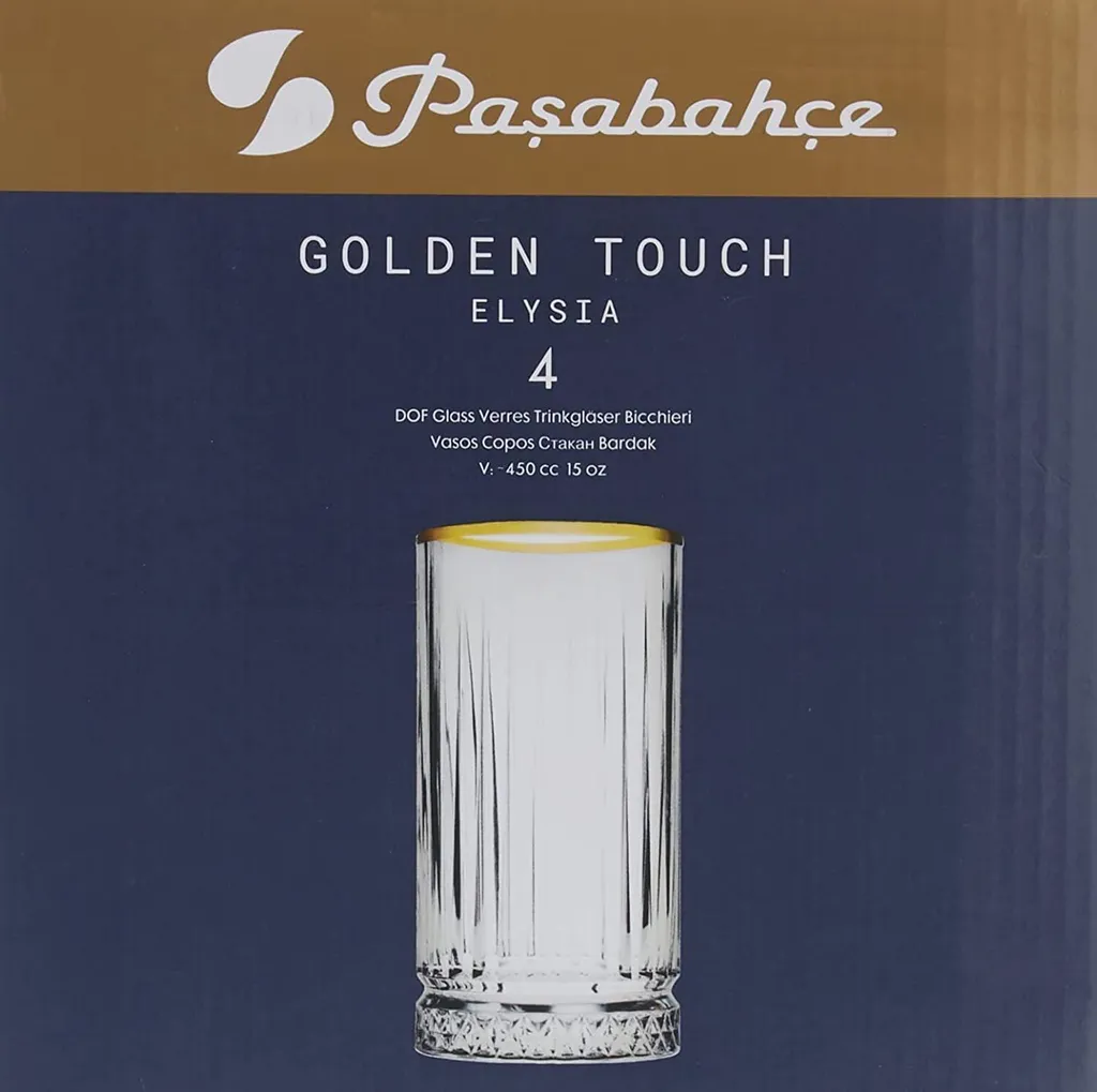 Pasabahce Elysia Golden Touch Long Drink Gläser 4-teiliges Set Mit Goldrand 280ml – Bild 3