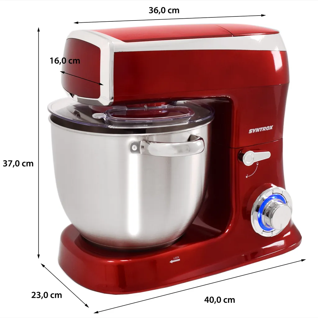 Syntrox Küchenmaschine Knetmaschine Mit Fleischwolf Und Mixer - Rot – Bild 12
