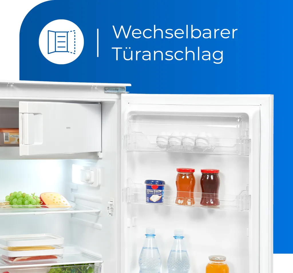 Exquisit Einbaukühlschrank EKS131-3-040F | Einbaugerät | Schlepptürmontage | 118 L Volumen | Weiß – Bild 3
