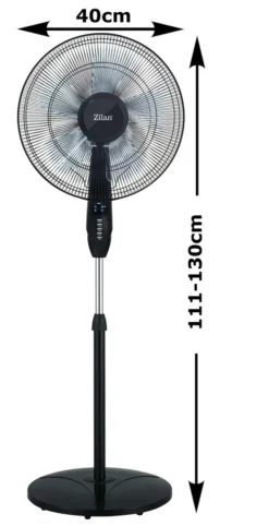 Zilan Standventilator Mit Fernbedienung | LED-Display | 8h Timer | 3 Geschwindigkeitsstufen | Oszilierender Ventilator | Windmaschine | 40 Cm | Oszilierend | 60 Watt