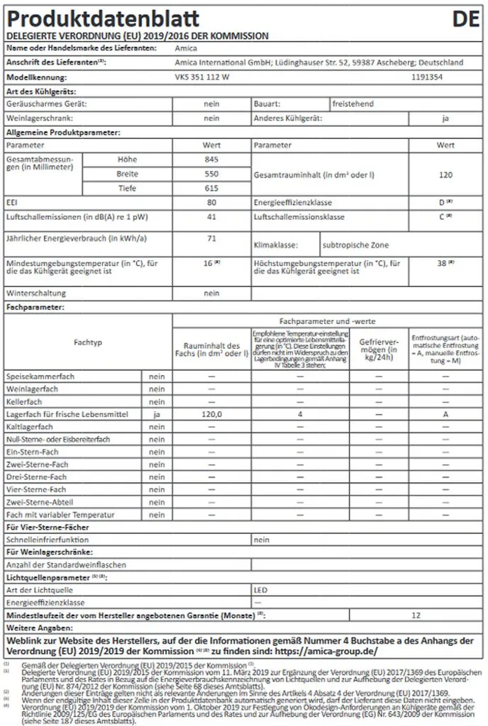 Amica - VKS 351 112 W - Kühlschrank – Bild 4