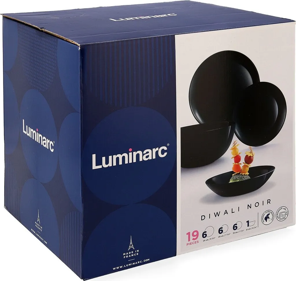 Geschirr Luminarc 9311622 Schwarz Gehärtetes Glas (19 Pcs) – Bild 2