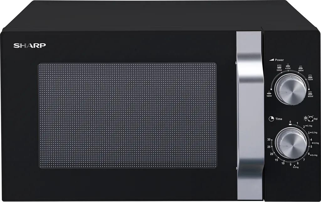 Sharp R204BA Solo-Mikrowelle 6 Leistungsstufen - 800 Watt Leistung Schwarz/Silber