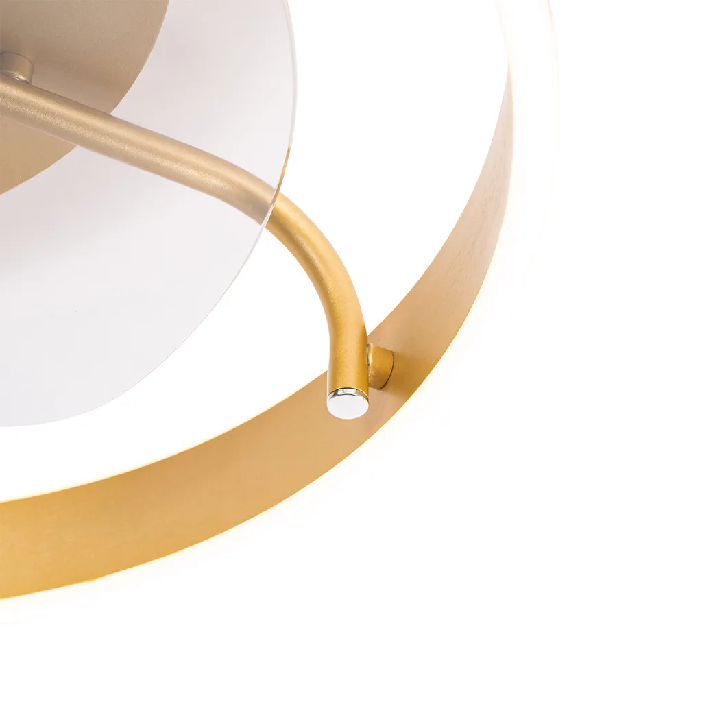 QAZQA - Modern Deckenventilator Mit Beleuchtung Messing Inkl. LED Mit Fernbedienung - Maddy Dimmer I Dimmbar I Wohnzimmer I Schlafzimmer - Stahl Rund - I (nicht Austauschbare) LED – Bild 4