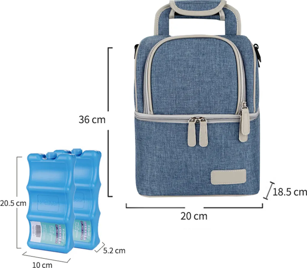 Muttermilch-Kühltasche Mit Kühlakkus, Doppellagig, Passend Für 3 Flaschen, Bis Zu 255 Ml, Für Stillen, Muttermilch, Pumpbeutel, Rucksack ,Denim Blue – Bild 5
