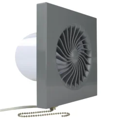 Wohnraumlüfter Badventilator Badlüfter Ventilator Badezimmer Zuluft Abluft Belüftung Ø 100 Mm In Grau Zugschalter