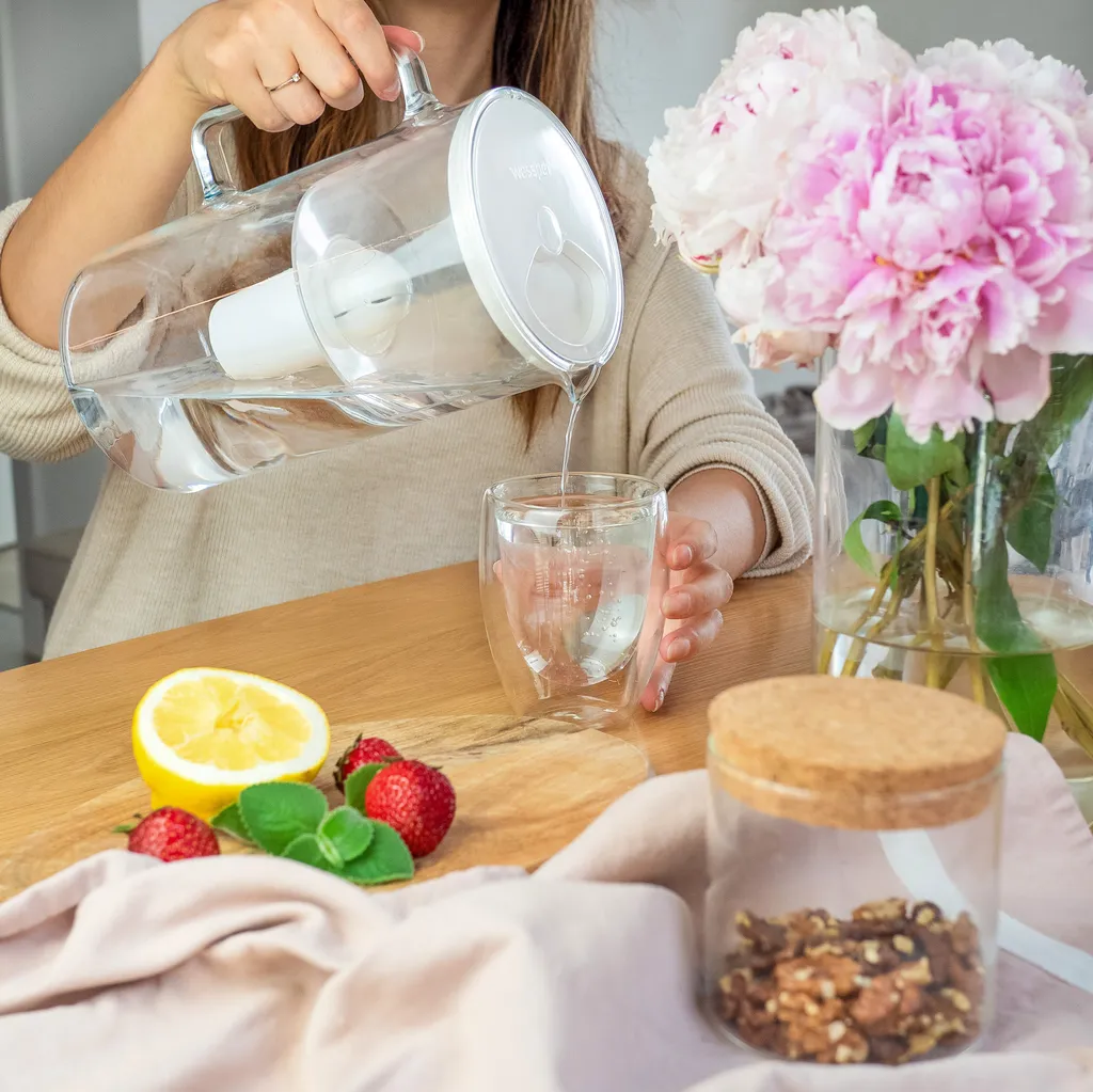 Glas Wasserfilter Wessper 2,5 L Mit 4 Filterkartuschen, Kompatibel Mit Brita Classic -weiß – Bild 4