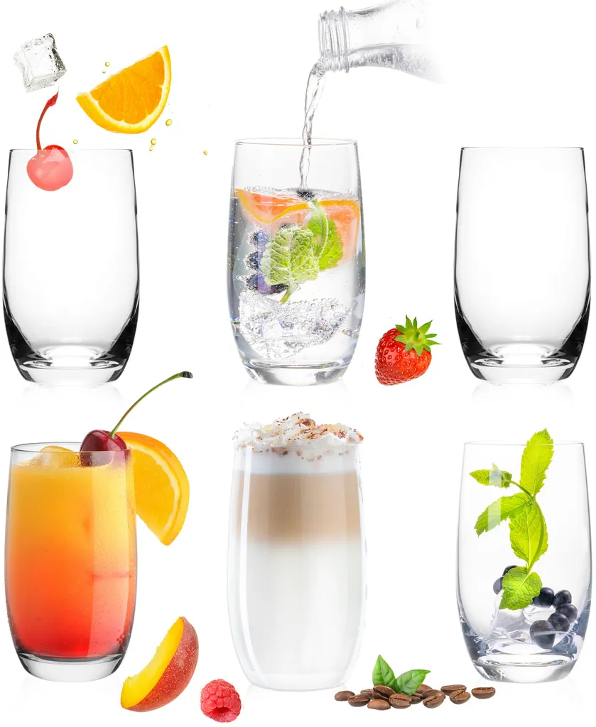 Elegante Trinkgläser 360ml (max. 440ml) Set 6 Teilig Wassergläser Saftgläser