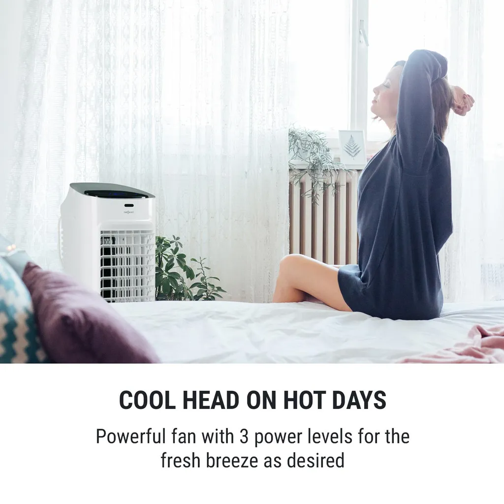 OneConcept Coolster 4-in-1 Klimagerät - Luftkühler, Ventilator, Ionisator Und Luftbefeuchter , 320 M³/h Luftstrom , Zuschaltbarer Oszillation , Abschalt-Timer Bis 9 H , Touch-Bedienung , Weiß – Bild 7