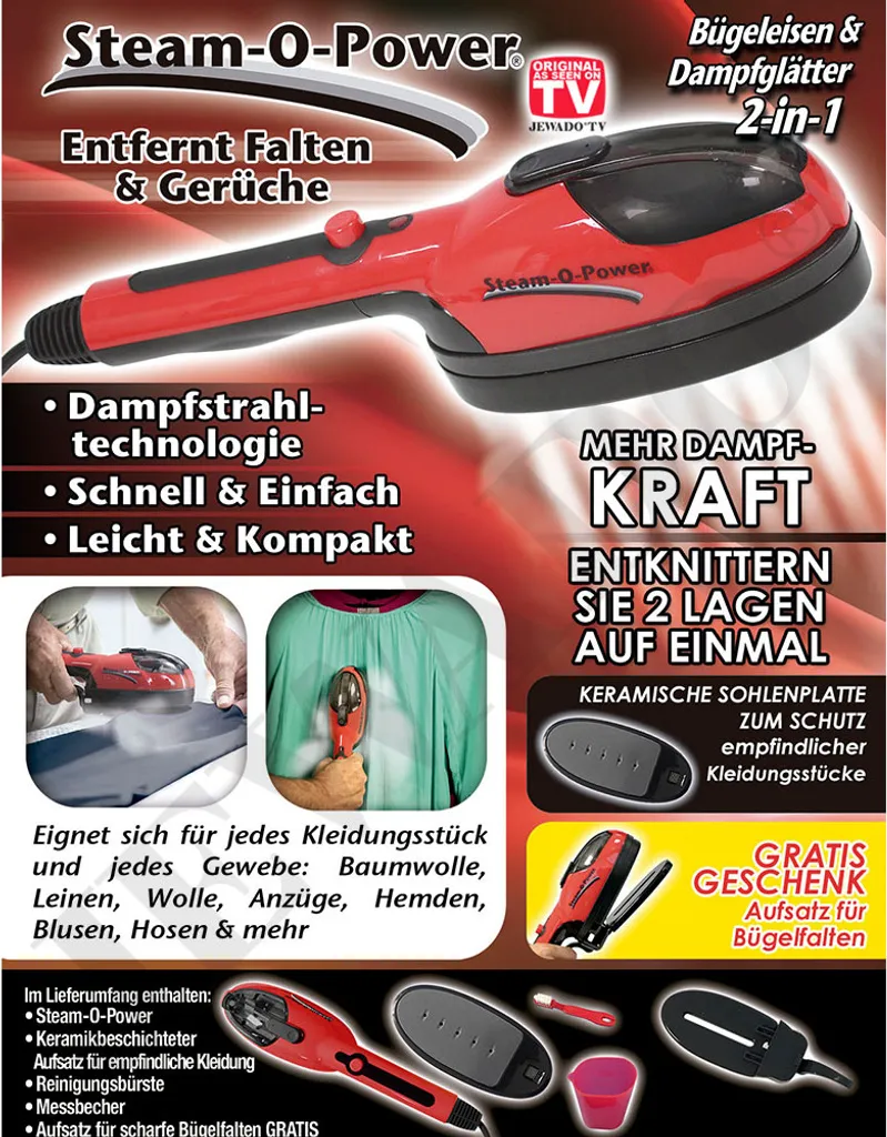 Steam-O-Power 2 In 1 Bügeleisen & Dampfglätter - All In One, Leicht Und Kompakt - Aus Der TV Werbung – Bild 10