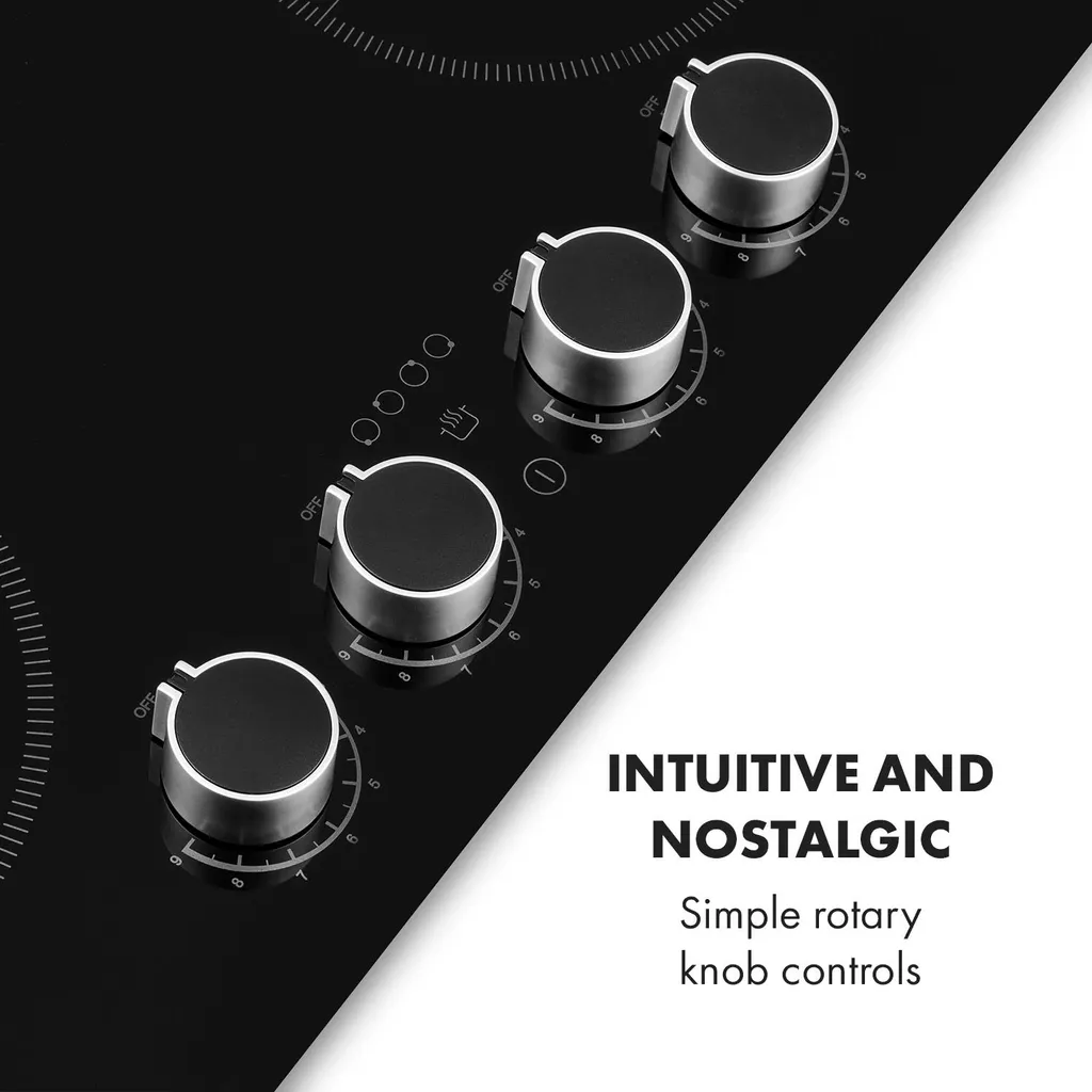 Klarstein Kochheld 4 Zonen Induktionskochfeld , Einbau-Kochfeld , 60cm , 6000 Watt , Autark , 4 Dreh-Regler , Rahmenlos , 120 Cm Kabellänge , 5-poliger-Anschluss , 9 Stufen , Abschalt-Automatik , Glas , Schwarz – Bild 4