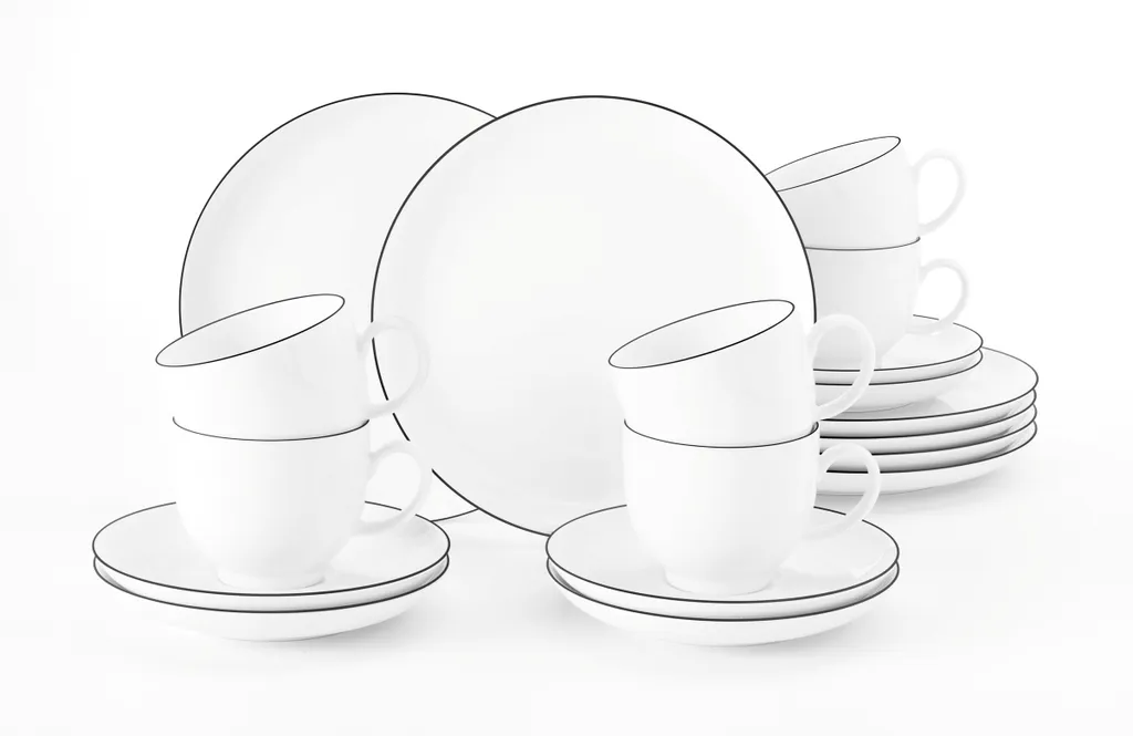 Seltmann Weiden Kaffeeservice Lido Schwarz Mit Farbrand Zeitlos – Bild 15