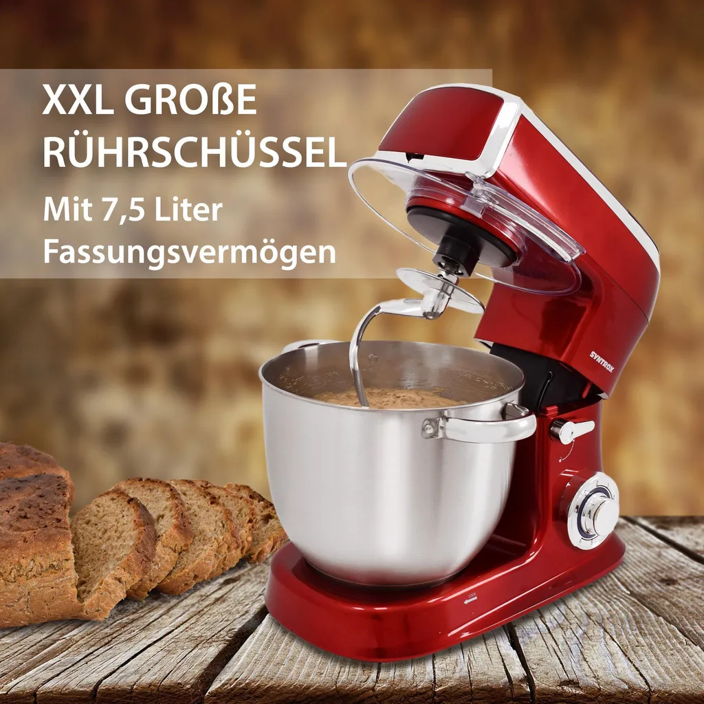 Syntrox Küchenmaschine Knetmaschine Mit Fleischwolf Und Mixer - Rot – Bild 10