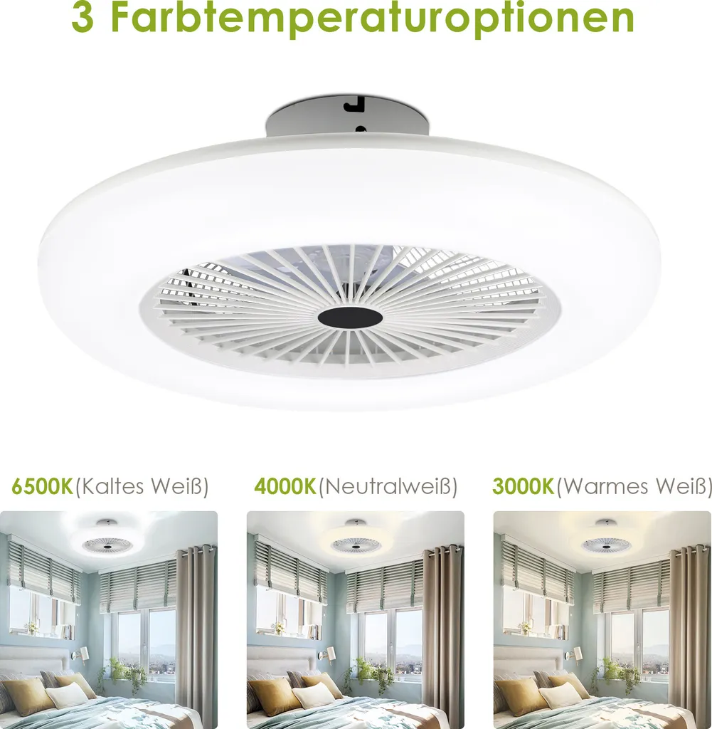 EINFEBEN Deckenventilator Mit Beleuchtung 80W Dimmbar Fan Licht Einstellbare Windgeschwindigkeit Deckenventilatoren Lampe Luefter-Deckenleuchte Mit Fernbedienung – Bild 3